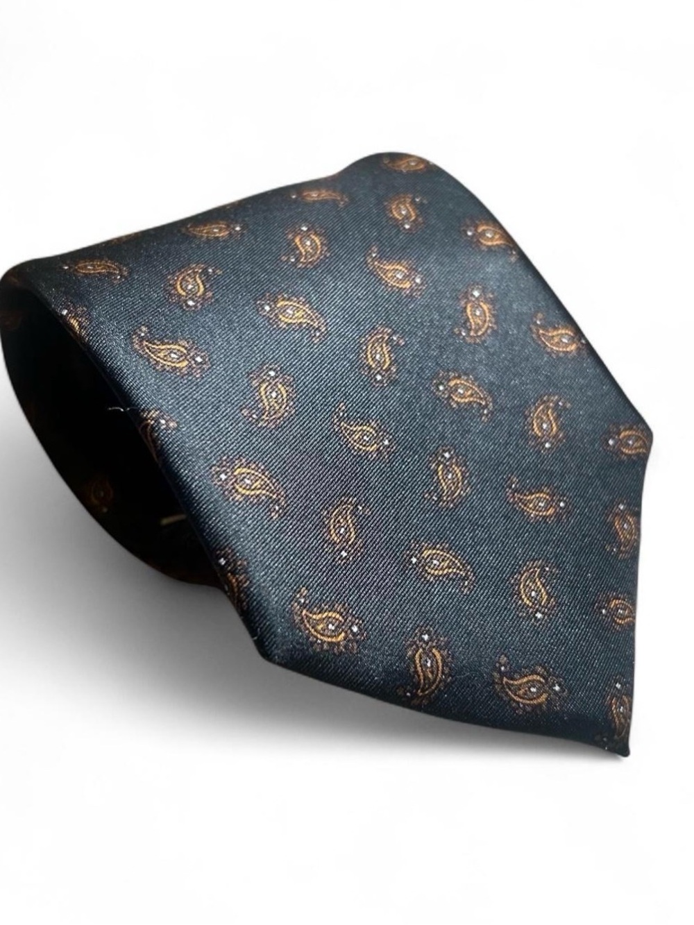 Holt Renfrew Classics Silk Tie Navy Blue Gold Micro Paisley Necktie Canada Men